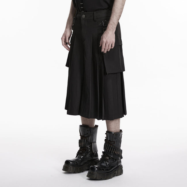 Punk skirt-pants with vertical pleats