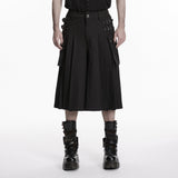 Punk skirt-pants with vertical pleats