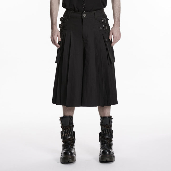 Punk skirt-pants with vertical pleats