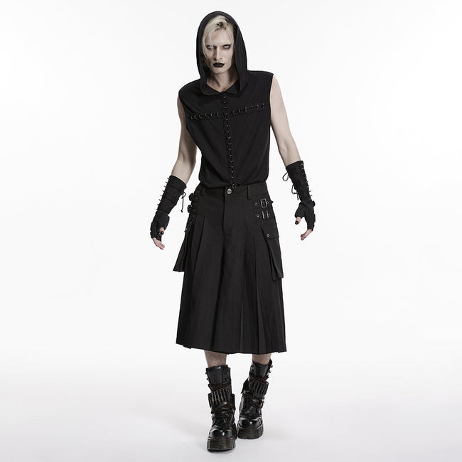 Punk skirt-pants with vertical pleats