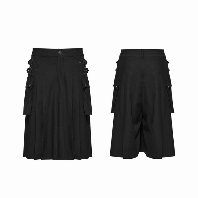 Punk skirt-pants with vertical pleats