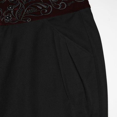 Goth Plant Embroidered Pants