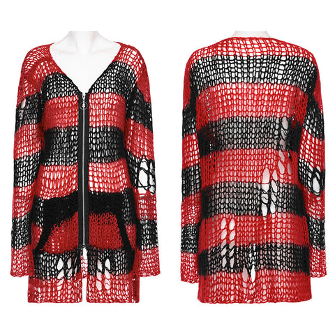 Punk striped cardigan sweater