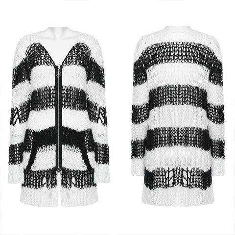 Punk striped cardigan sweater
