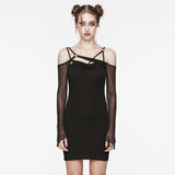 Goth Asymmetric Mesh Dress
