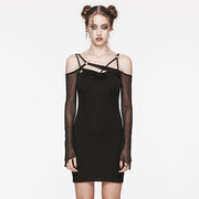 Goth Asymmetric Mesh Dress