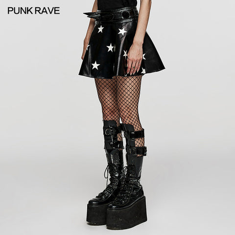 Faux Leather Cute A-line Skirt