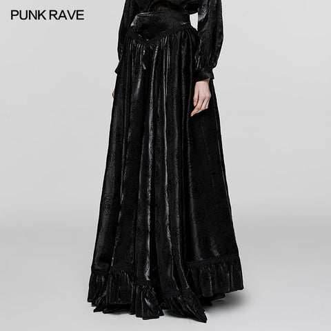 Goth  rose flocked mesh Skirt