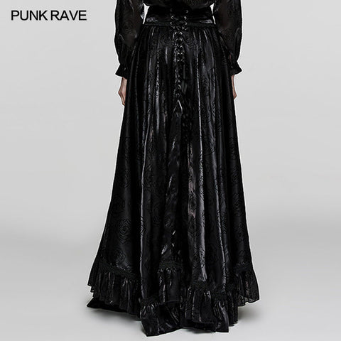 Goth  rose flocked mesh Skirt