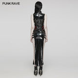 Sexy  Punk Glossy Leather Slit dress