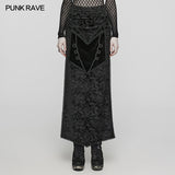 Goth velvet printed split skirt