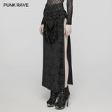 Goth velvet printed split skirt