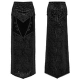 Goth velvet printed split skirt