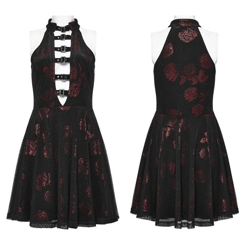 Goth Rose Print Dress