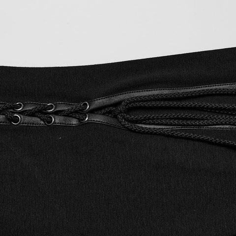 Punk cool drawstring slit skirt