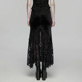 Goth velvet lace fishtail skirt