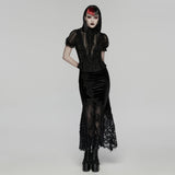 Goth velvet lace fishtail skirt