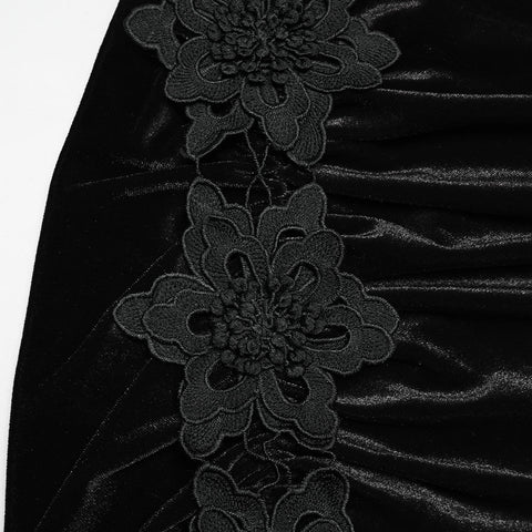 Goth velvet lace fishtail skirt