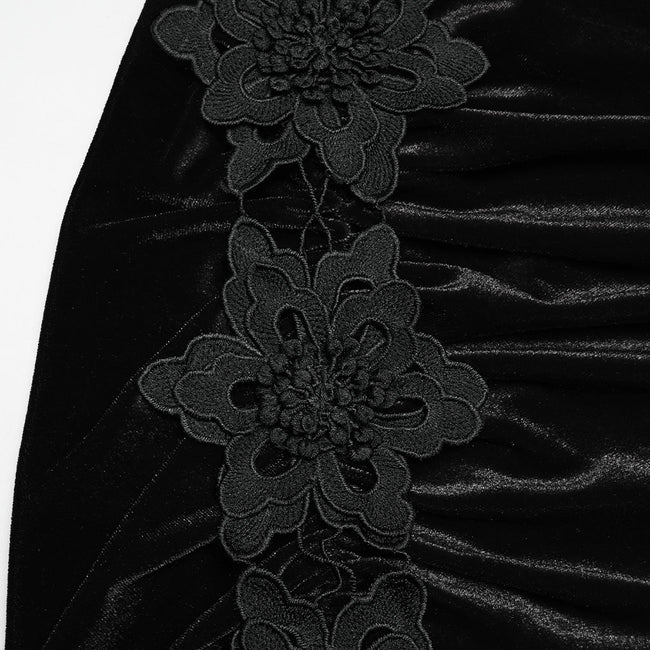 Goth velvet lace fishtail skirt