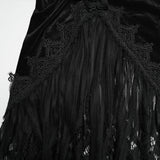 Goth velvet lace fishtail skirt