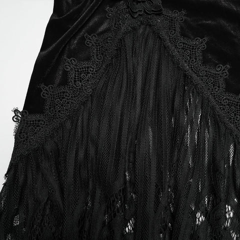 Goth velvet lace fishtail skirt