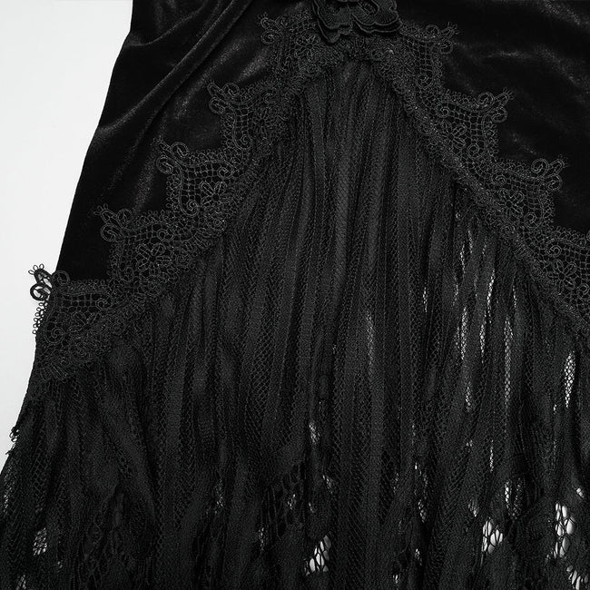 Goth velvet lace fishtail skirt