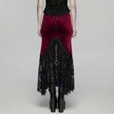 Goth velvet lace fishtail skirt