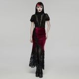 Goth velvet lace fishtail skirt