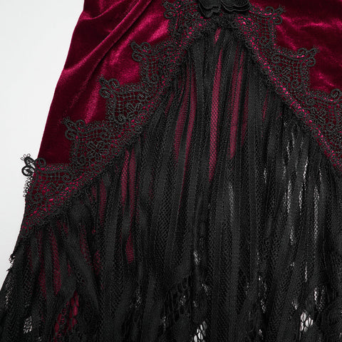 Goth velvet lace fishtail skirt