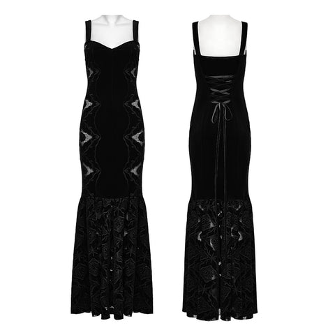 Gothic Retro Velvet Embroidered Dress