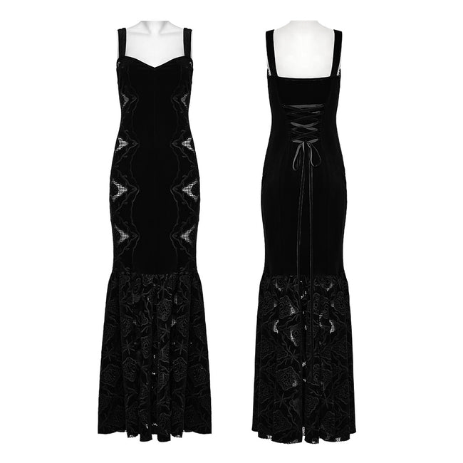 Gothic Retro Velvet Embroidered Dress