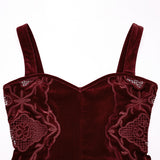 Gothic Retro Velvet Embroidered Dress