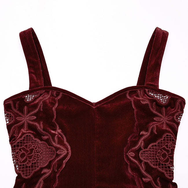 Gothic Retro Velvet Embroidered Dress