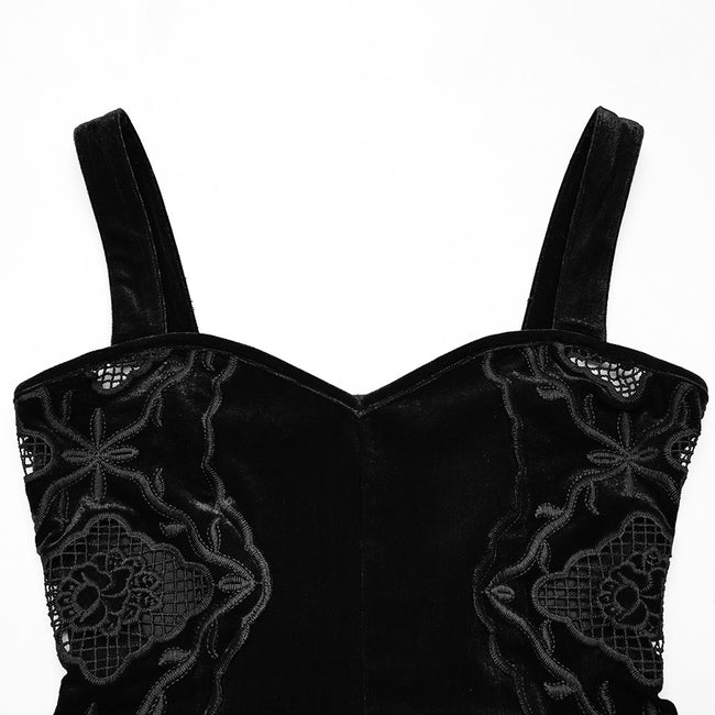 Gothic Retro Velvet Embroidered Dress
