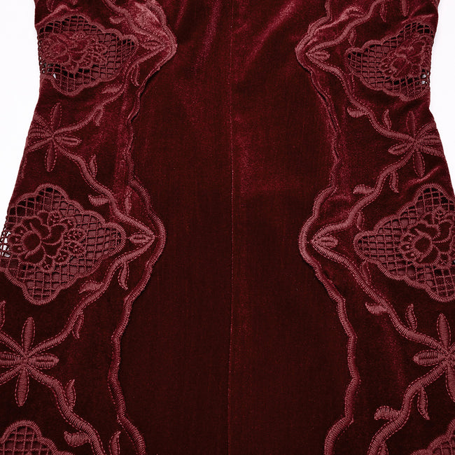 Gothic Retro Velvet Embroidered Dress