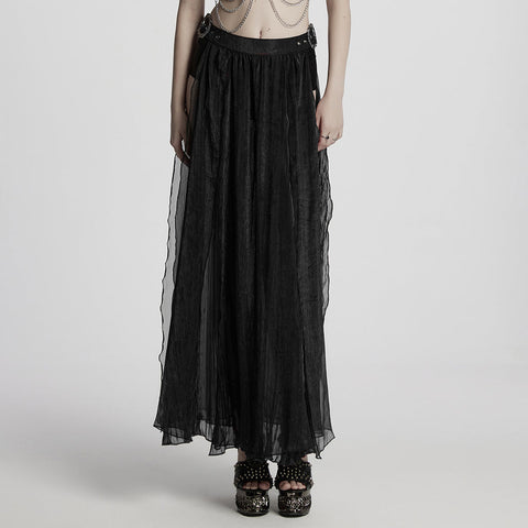 Gothic sexy goddess chiffon long skirt