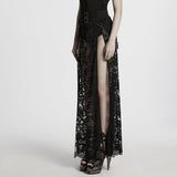 Gothic lace split skirt