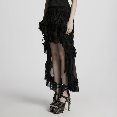 Gothic asymmetrical lace skirt