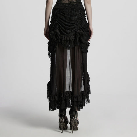 Gothic asymmetrical lace skirt