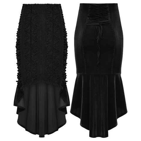 Goth Rose Fishtail Skirt