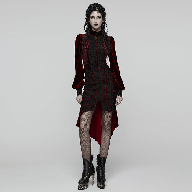 Goth Rose Fishtail Skirt