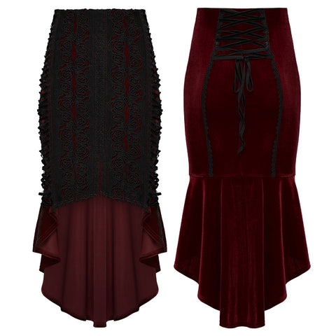 Goth Rose Fishtail Skirt