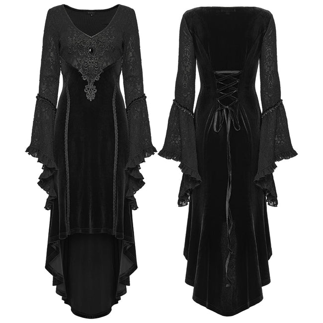 Goth Ruffled Sleeves Velvet Dress
