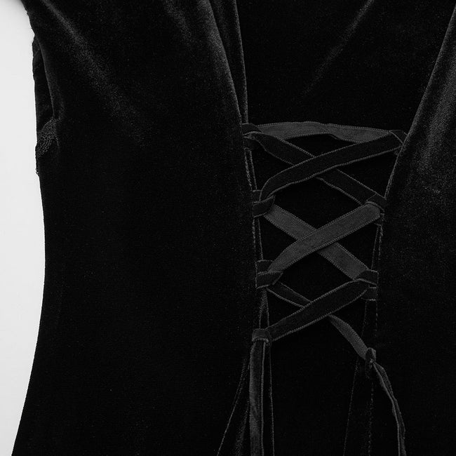 Goth Ruffled Sleeves Velvet Dress