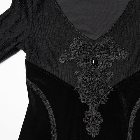 Goth Ruffled Sleeves Velvet Dress