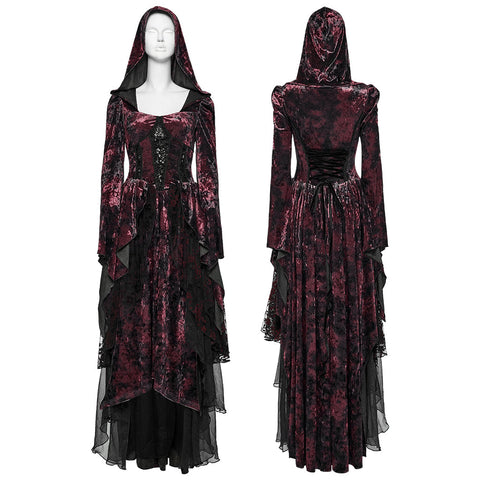 Gothic Hooded Layered Dress
