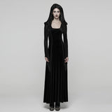 Goth Hooded Velvet Dress