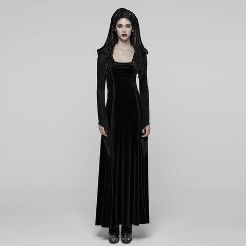Goth Hooded Velvet Dress