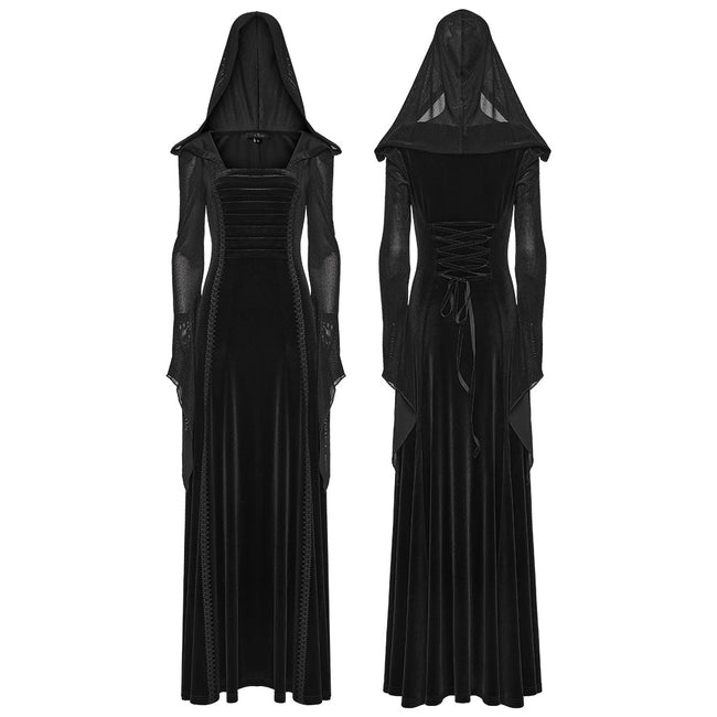 Goth Hooded Velvet Dress