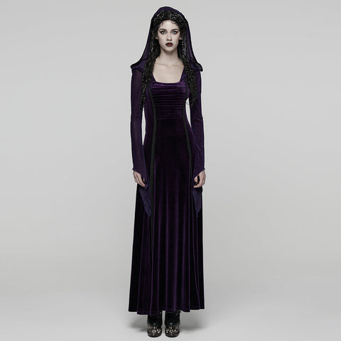 Goth Hooded Velvet Dress